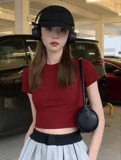 SHEIN カジュアル Tシャツ 半袖 ラウンドネック ソリッド デザインのサムネイル