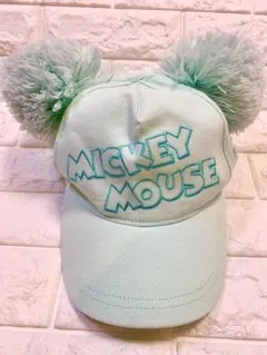 【極美品】ミッキーマウス ポンポン付きキャップ