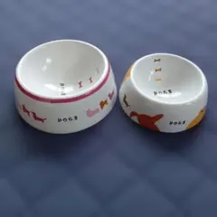 マルカン陶器製犬の行進 犬用食器フードボウル M・S 2個セットのサムネイル