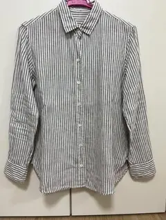 23区 LIBECO LINEN シャツ ストライプブラウン　リベコのサムネイル