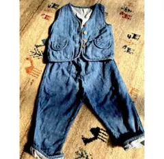 H&M デニムベスト&デニムプルオンパンツセット　90cm キッズ