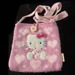 サンリオ　ハローキティ　ピンク　ハート　 ニットショルダー　ポシェット