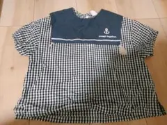 Cottoli セーラーカラー ギンガムチェック 半袖シャツ 95