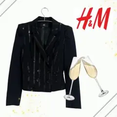 H&M スパンコール ジャケット 黒 S 美品　 ブラック フォーマル