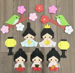 折り紙/雛祭り/雛人形/三人官女/おひなさま/春/3月/壁面飾り/吊るし飾り