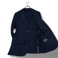 【極美品】22AW EMPORIO ARMANI プリーツジャケット 46 濃紺のサムネイル