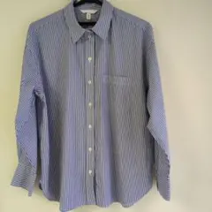 美品H＆M青と白のストライプ長袖シャツフリーサイズ