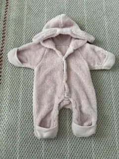 フリース フード付きロンパース 薄いピンク