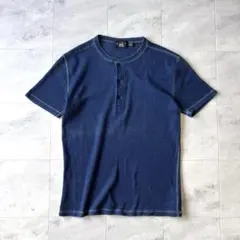 【名品図鑑】RRL インディゴ染め ワッフルニットヘンリーネックシャツ M