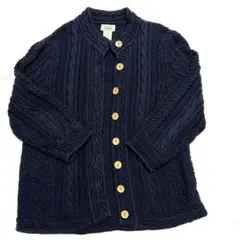 L.L.Bean ケーブルニットカーディガン 紺 XS/M 綿100%