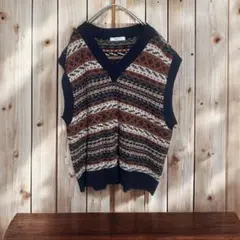 TYTYCLAPPY おさるさんコラボ フェアアイル柄 Vネック ニットベスト