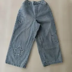 しまむら　ライトブルーデニムワイドパンツ130㌢