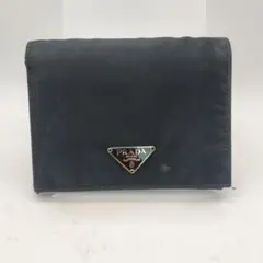 プラダ　折財布　財布　サフィアーノ　トライアングルロゴ　ブラック