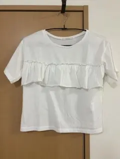 フリル付きホワイト半袖Tシャツのサムネイル