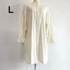 アイボリー チュニック　ワンピース　トップス　ブラウス　ワンピース　長袖　Ｌ