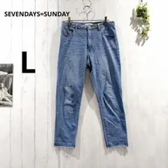 【セブンデイズサンデイ】【L】デニムパンツ カットオフ ライトインディゴ