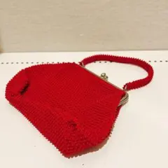 昭和レトロ ビーズバッグ 和装バッグ がま口 ハンドバッグ 赤 ポピーバッグ