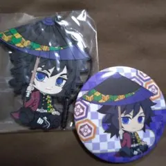 冨岡義勇 ぺたん娘 ラバーストラップ 缶バッジ セット 和傘