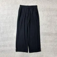 エイチアンドエム　麻混　リネンブレンド　ワイドパンツ　ブラック　黒　M相当