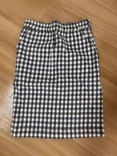 新品　インド綿　黒白チェック タイトスカート 定価5900円