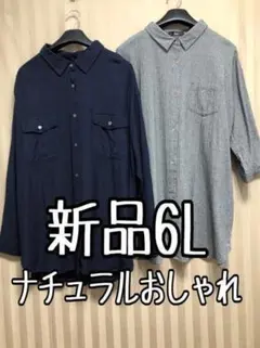 新品☆6L♪ナチュラルおしゃれシャツ2枚セット♪カジュアルシャツ☆x585