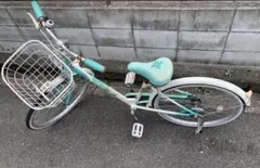 【引き取り限定　発送不可】22インチ 子供用自転車 花柄ミントグリーンのサムネイル