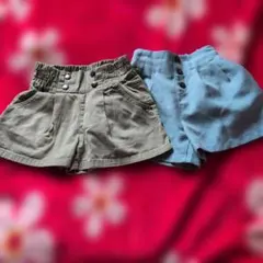 カーキと水色のキュロット2点セット