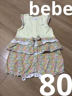 美品◆bebe 花柄ノースリーブロンパース　80