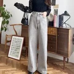 ヴィンテージライクハイウエストストレートパンツ