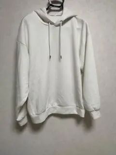 ホワイト フード付きパーカー Lサイズ