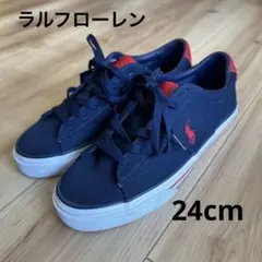 【新品】Polo ラルフローレン　ネイビー/レッド スニーカー24cm オシャレのサムネイル