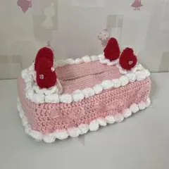 ティッシュケース ケーキ風 さくらんぼ 編み物 毛糸 - メルカリ