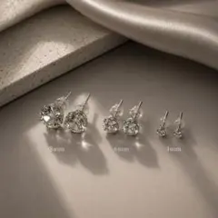 一粒 ジルコニア シンプル ピアス 2個セットのサムネイル
