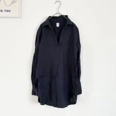 ギャップ/GAP リネン100% シャツ　チュニック丈　長袖　ラウンドヘムのサムネイル