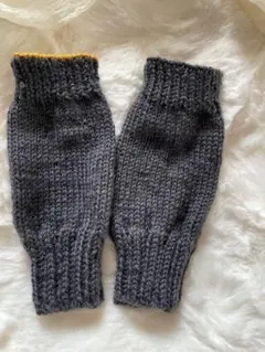 ウール100%！あったかハンドウォーマー グレー×イエロー