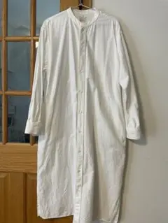 美品！無印良品　バンドカラーシャツワンピース白