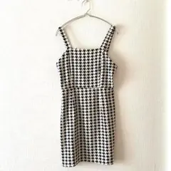 ☆【ハンドメイド】キャミソールワンピース サイドファスナー 千鳥格子 M相当