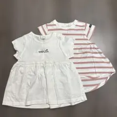 b.ROOM Tシャツ 2枚セット 90 ホワイト ストライプのサムネイル