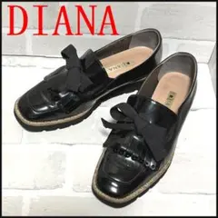 みい様専用　ANA】エナメル フリンジ リボン スクエアトゥ ローファー 黒23