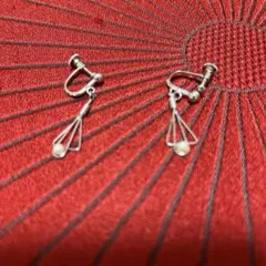 パール付きシルバークリップイヤリング