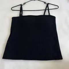 ブラックリブ編みキャミソール