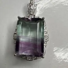 フローライト エメラルドカット チャーム s925