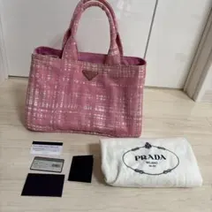 PRADA CANAPA STAMPATA トートバッグ ピンク