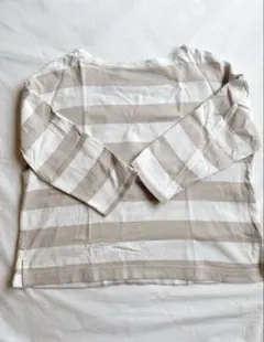 無印良品　ストライプ 七分袖 カットソー M-L