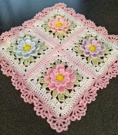 モチーフ編み マルチカバー ハンドメイド Flowerモチーフ