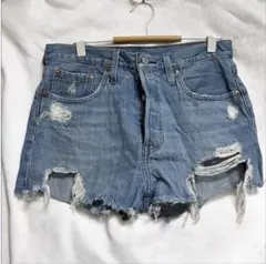 Levi's 501 ダメージ加工 カットオフ デニムショートパンツ　ブルー