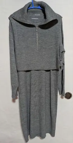 OPAQUE.CLIP ハーフジップ　ニットワンピース　М