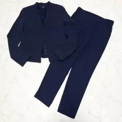 美品 Theory セオリー ノーカラージャケット パンツ セットアップ 濃紺