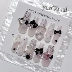 No.6 ネイルチップ 量産型 フレンチガーリー スナ系 韓国系