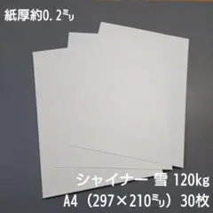 特殊紙、シャイナー120kg雪、A4、30枚（表面銀片パール散りばめ）